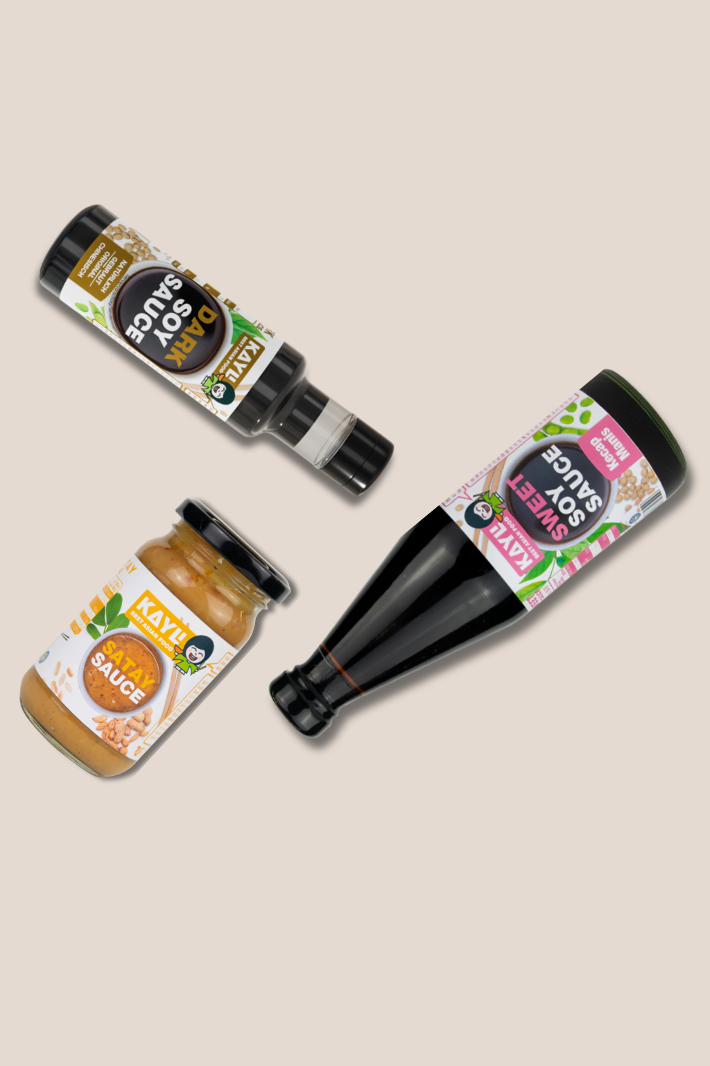 Rasa Grill & Glaze Paket: Kecap Manis, dunkle Sojasauce und Satay Sauce - Set zum Glasieren, Marinieren und Dippen.