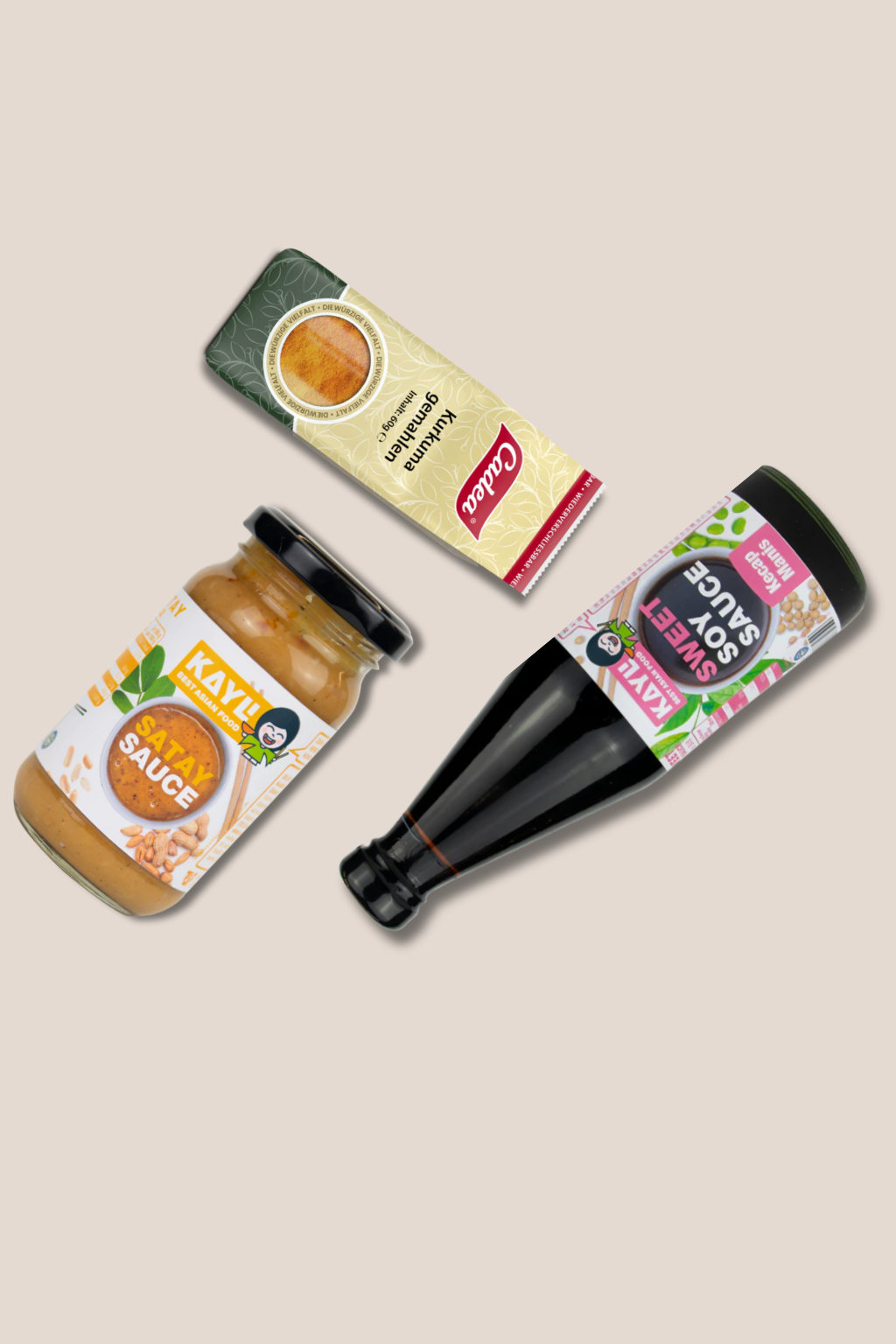 Starter Indonesia Bundle mit Kecap Manis, Kurkuma und Satay - Balance, Wärme und cremige Nuss in einem Set.