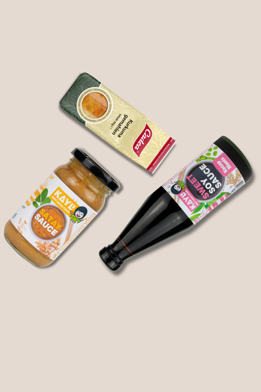 Starter Indonesia Bundle mit Kecap Manis, Kurkuma und Satay - Balance, Wärme und cremige Nuss in einem Set.